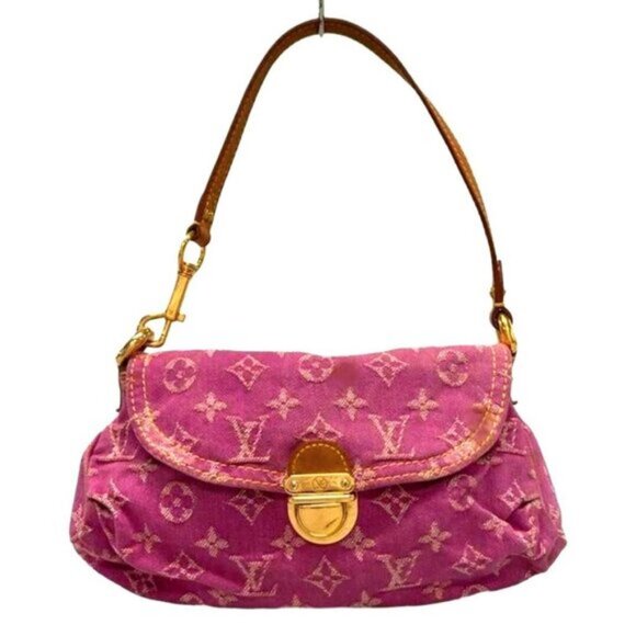 Louis Vuitton Handbags - RARE Authentic Louis Vuitton Mini Pleaty Denim Monogram Shoulder Hand Bag Pink